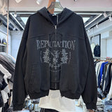 Hip-hop inspired hoodie with money and luxury graphics