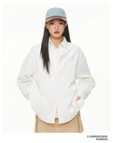 Wrinkled Fabric Casual Long Sleeve Shirt Men and Women Solid Color Streetwear Fashion Loose Black White Shirts Oversize Blouses