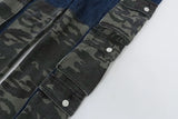street wear camouflage patchwork cargo flared jeans harajuku unisex functional side multiple pockets camou jeans pants baggy unique cargo style 4445