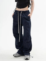 knee fold baggy pants unisex casual elastic waist straight trousers streetwear fashion drawstring women men hip hop y2k joggers unique joggers style 1251