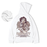 Autumn Haughty Angel Graphic Fleece Hoodies For Men Oversized Retro