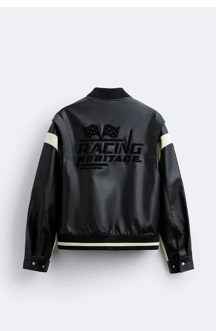 Spring And Autumn Men's Leather Jacket Coat American Baseball Suit Stitching Leather Jacket