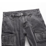 side pocket denim retro jeans mens biker zipper jean trousers hip hop fashion high street slim fit pants joggers y2k men s jeans unique joggers style 2948