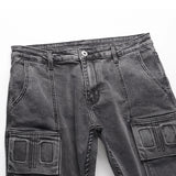 side pocket denim retro jeans mens biker zipper jean trousers hip hop fashion high street slim fit pants joggers y2k men s jeans unique joggers style 2929