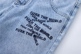 2024 Streetwear Blue Jeans Letter Printing Vintage Retro Denim Trousers Harajuku Jogger Denim Jeans Hipster