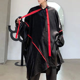 Mens Japanese Dark Style Contrast Color Long-Sleeve Shirt 2024 New Autumn Genderless Fashion Personality Street Loose Top Unisex