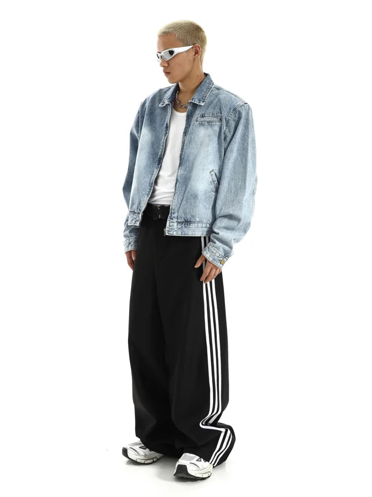 wide shoulder harajuku denim jacket coat mens fashion hip hop distressed washed jeans outerwear casual streetwear jackets blu - variant style d49656 for streetwear fashion