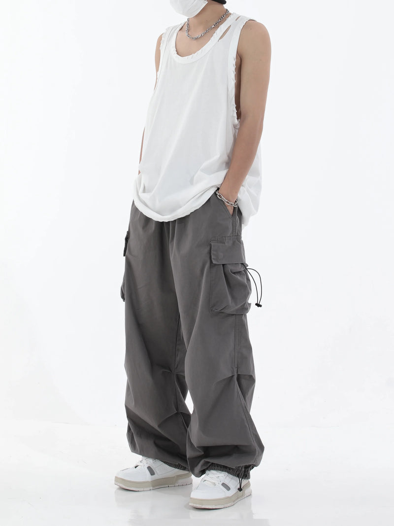 hip hop loose fit elastic waist pants fashion side pocket pants streetwear mens new spring summer casual baggy pants joggers unique joggers style 451