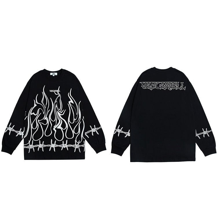 "White Flame" Unisex Men Women Streetwear Graphic Sweatshirt Daulet Apparel