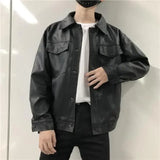 2022 Autumn New Light Luxury Fashion Motorcycle Leather Jacket Men Loose Korean Version PU Leather Jacket Jacket All-match