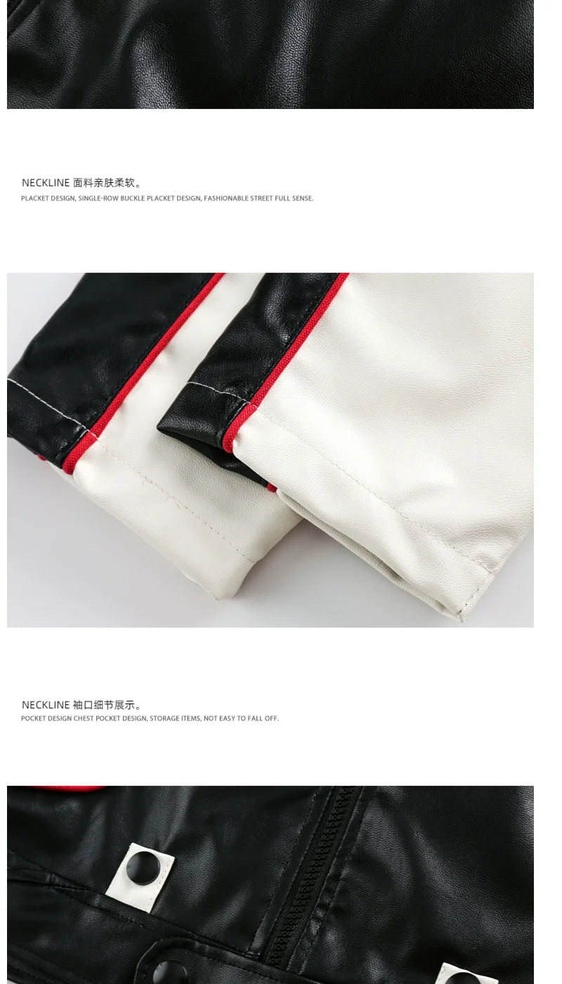 Motorcycle Street PU Leather Jacket American Trendy Brand Sports Top Couples Streetwear Korean Fashion Casual Coat Men Clothing