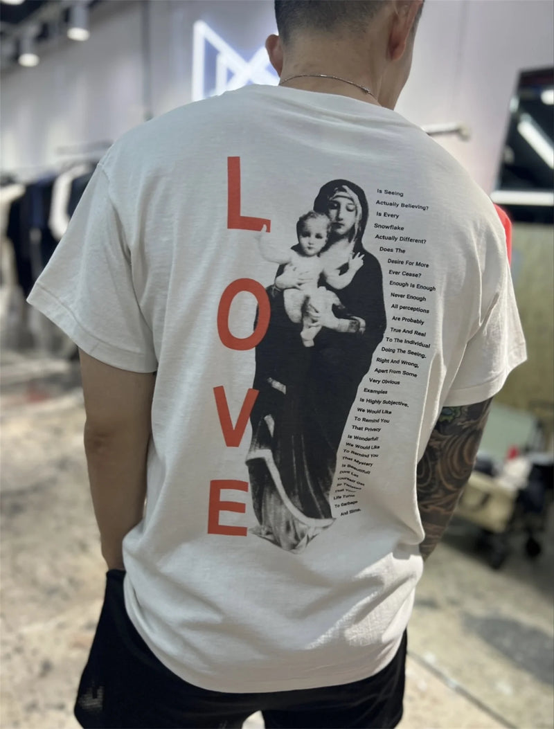 Vintage Retro New Summer Street Wear LIFE Letter Printing High-Street Loose Casual Tops T-Shirt