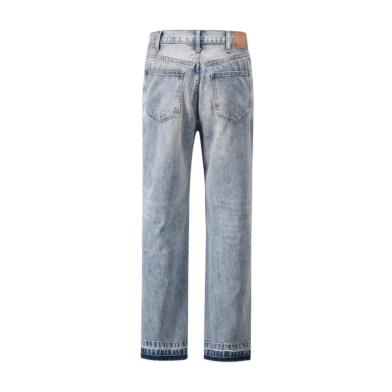 kanye west heavy industry high street jeans straight tube washed knives cut ground edges sagging jeans pants holes for men unique jeans style 2025