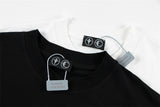High Street Thug Club New Patchwork Embroidered Short Sleeved Casual Loose And Versatile Korean Street Solid Color T-shirt VTG