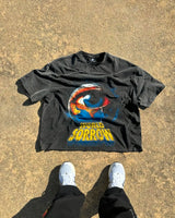 Sadcore Tribal flame – American Gothic Trend Big Eyes Cartoon Print Oversized T Shi