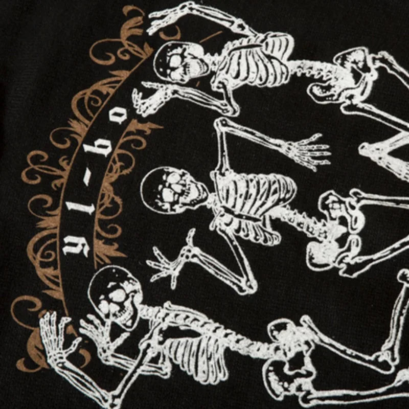 hip hop harajuku skeleton printed knitted sweater unisex pullover streetwear winter casual loose sweater warm jumpers knitwear - urban fashion pullover, gothic aesthetic hoodie for winter, anime inspired graphic hoodie
