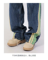 men streetwear fashion side splice hip hop loose casual wide leg straight baggy jeans pant cityboy jeans pants trousers unique jeans style 2610
