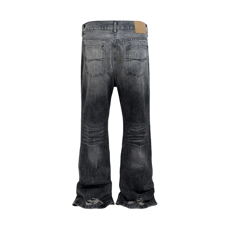 streetwear black washed ripped baggy flare jeans pants for men and women straight ropa hombre loose casual denim trousers urban skinny jeans