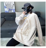 Autumn Korean Personality Street Boys Unisex Round Neck Sweatshirt Trendy American Couple Suede Long-sleeved Shirt Top
