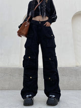unisex hip hop pants retro cargo pant streetwear multi pockets zipper harajuku joggers new casual loose straight baggy trousers unique joggers style 2065
