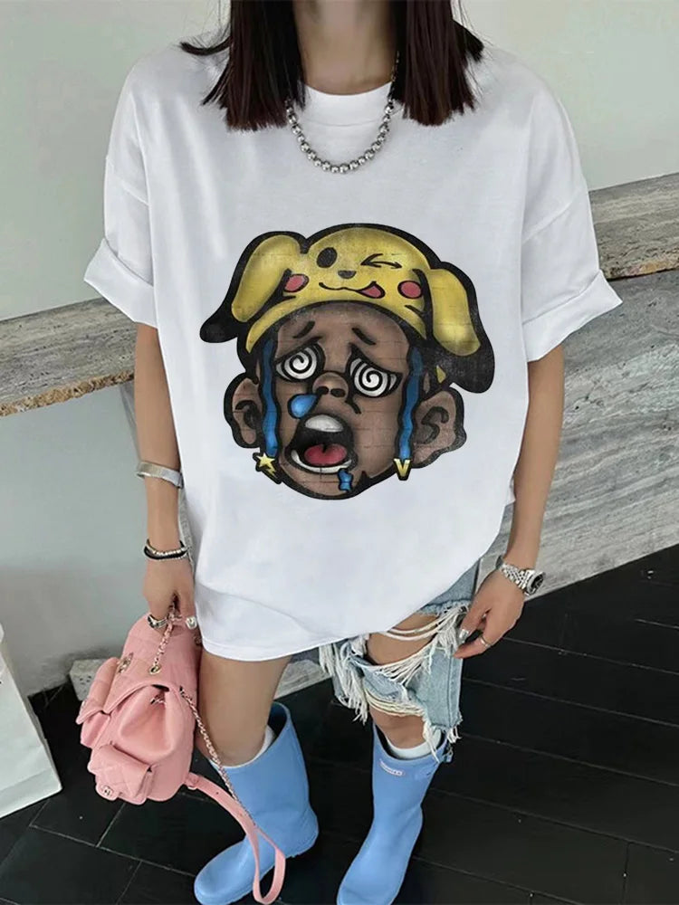 sadcore flame shirt with graffiti drip and manga explosion