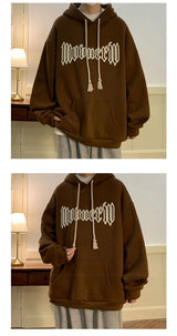 Autumn Vintage Gothic Letter Foam Printed Hooded Sweatshirts Hombre