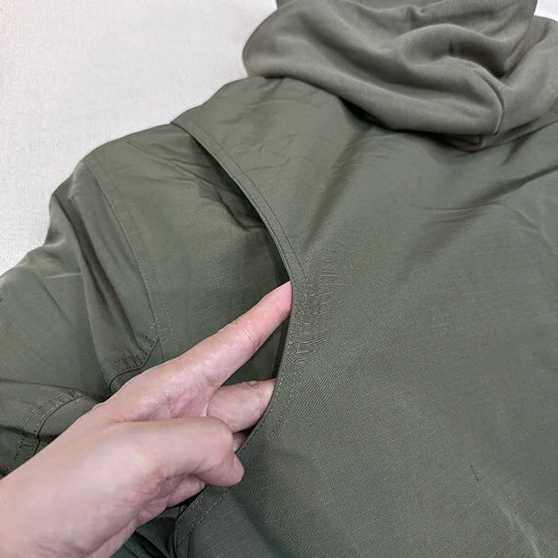 2024AW new cotton dress solid color hooded multi-pocket jacket