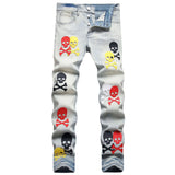 2023 brand new patch light skull head bone chemist tie dyed jeans cotton denim pants comfort casual skinny jeans 32 44 266 urban skinny jeans