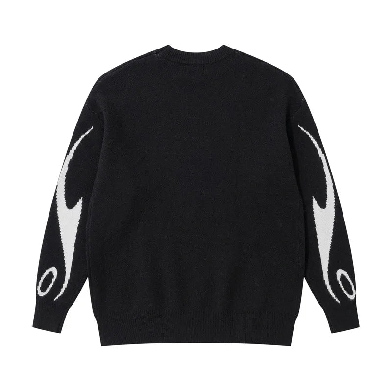 mens racing style sweater knitted pullovers casual long sleeve loose o neck harajuku sweaters streetwear unisex jumpers knitwear - urban fashion pullover, 2025 streetwear drop, oversized streetwear hoodie
