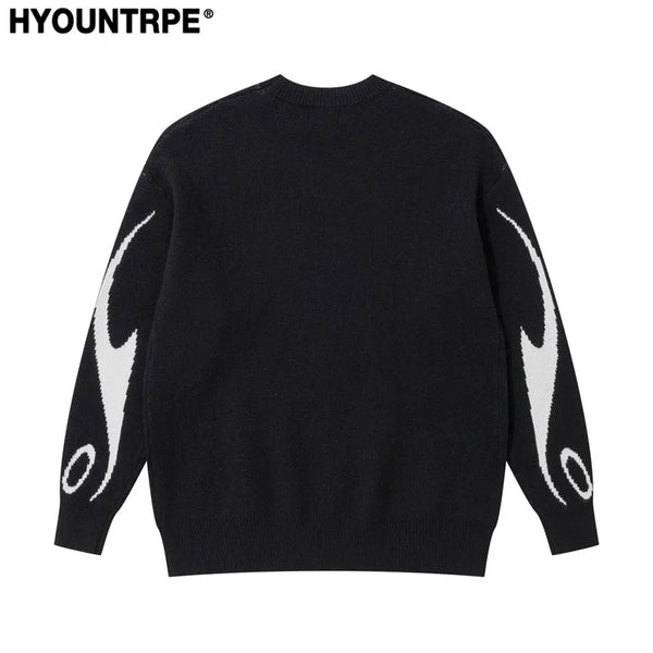 mens racing style sweater knitted pullovers casual long sleeve loose o neck harajuku sweaters streetwear unisex jumpers knitwear - urban fashion pullover, 2025 streetwear drop, oversized streetwear hoodie