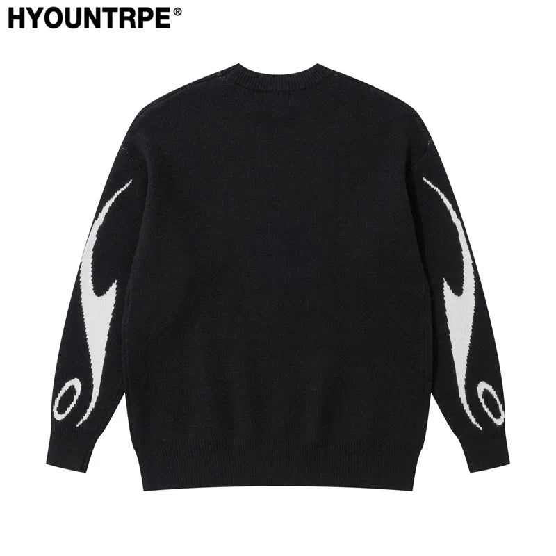 mens racing style sweater knitted pullovers casual long sleeve loose o neck harajuku sweaters streetwear unisex jumpers knitwear - urban fashion pullover, 2025 streetwear drop, oversized streetwear hoodie
