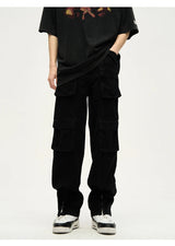 mens loose streetwear cargo straight pants high street casual bottom zipper multi pocket trousers hip hop safari style joggers unique joggers style 3314