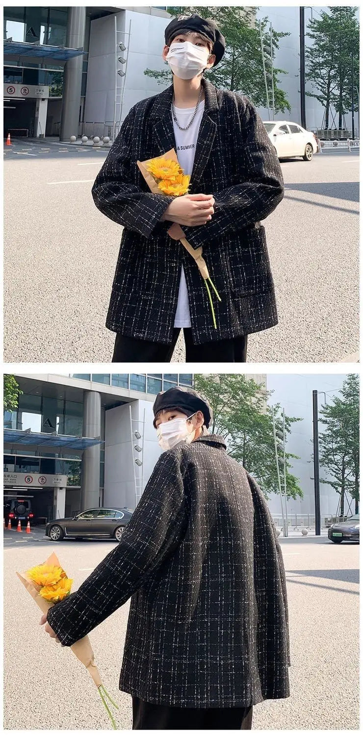 Small Fragrance Suit Mens Jacket Lazy Wind Ruffian Handsome Korean Ver