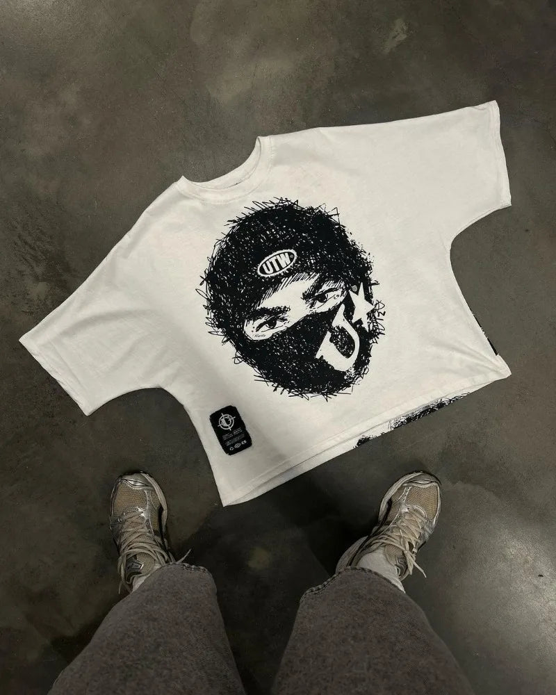Sadcore Aesthetic print tee – Summer Gothic Trendy Brand Rock Hip Hop New T Shirt Men Y2K