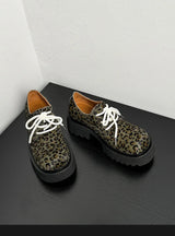 Men Leopard Genuine Leather Streetwear Fashion Casual Retro Derby Shoes Cityboy Cow Leather Height Increasing Shoes Loafers Man