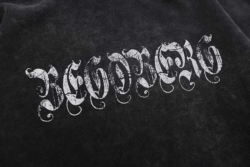 Winter Washed Cotton Hoodies Gothic Letter Print Hooded Vintage Landsc