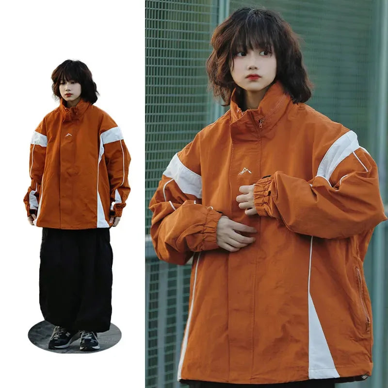outdoor sports coat set new unisex couple 2 piece set casual hooded windbreaker big pocket wide leg workwear pants suits unique default style 4466