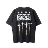 anime graphic tee featuring summer retro vintage fashion washed distressed high street t shirt tops