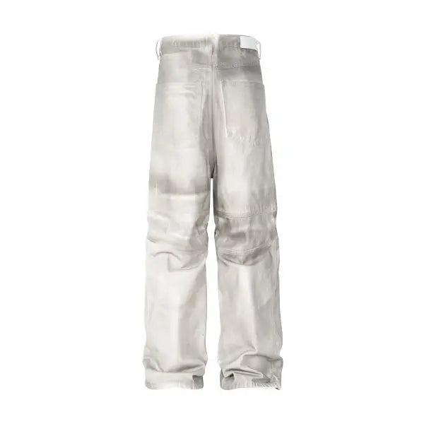 european and american high street washed distressed wide leg jeans pants y2k hip hop splashing ink pleated beggar jeans vintage unique jeans style 1379