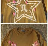 Glitchcore Chrome logo – Pure Cotton American Retro High Street Star Short Sleeved T