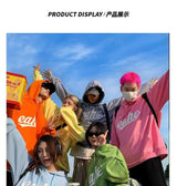 2024 New American Retro Ins Velvet Printed Hooded Sweatshirt Winter Warm Men and Women Personalized Y2K Street Hoodie Top
