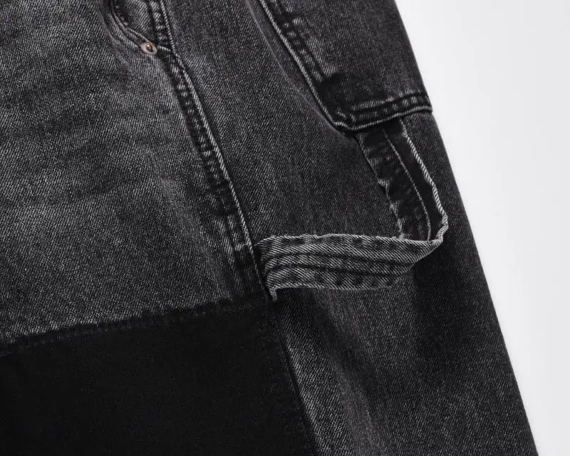 retro washed denim mens jeans pants fashion graffiti patchwork loose biker black jeans streetwear hip hop casual straight pants unique jeans style 5263
