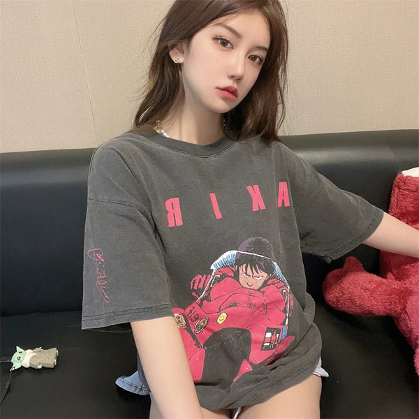 Vaporwave Aesthetic print tee – 2024 Summer New High Street Graphic T Shirts Men Japanese Vi