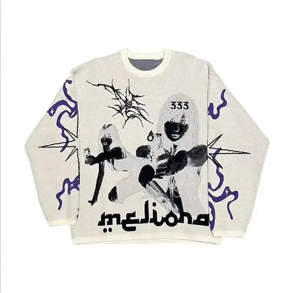 y2k flame knit sweater in soft cotton blend for fashion-forward fall wardrobes, ideal for men’s fashion and seasonal streetwe