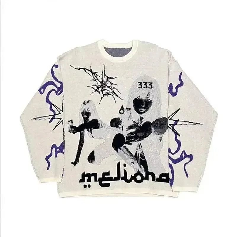 y2k flame knit sweater in soft cotton blend for fashion-forward fall wardrobes, ideal for men’s fashion and seasonal streetwe