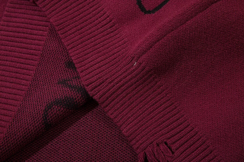 hip hop knitted sweater mens winter o neck harajuku pattern pullover streetwear casual loose pullover sweaters jumper knitwear Y2K vintage urban hoodie, aesthetic street look hoodie, trendy hip hop style outerwear