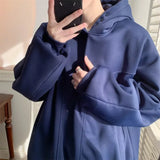 Casual Cotton Street Sweater – Autumn Fleece Button Up Neck Hip Hop Sweatshirts For Men Solid Color Oversized Y2K Hoodies High Street Fashion Hooded Tracksuit | Zip Knit Drop #104