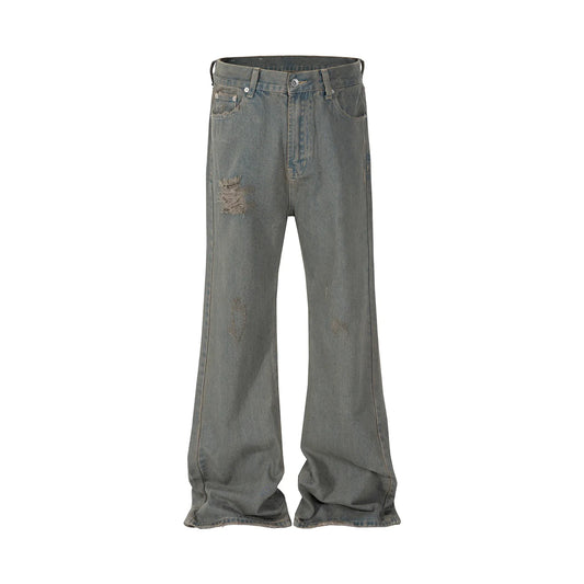 grey green damaged micro flared jeans mens straight streetwear y2k ropa hombre baggy denim trousers oversized casual cargo pants utility cargo pants