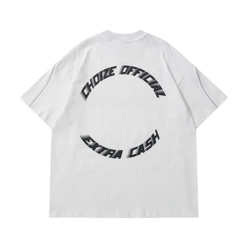 Harajuku Broken heart – Y2K Streetwear Reflective Strip White Black Oversized T Shir