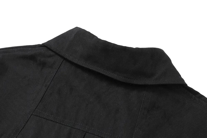 Back Zipper Vibe Style Black Long Sleeve Shirts Jackets for Men Streetwear Y2k Baggy Ropa Hombre Camisas Oversized Loose Coat